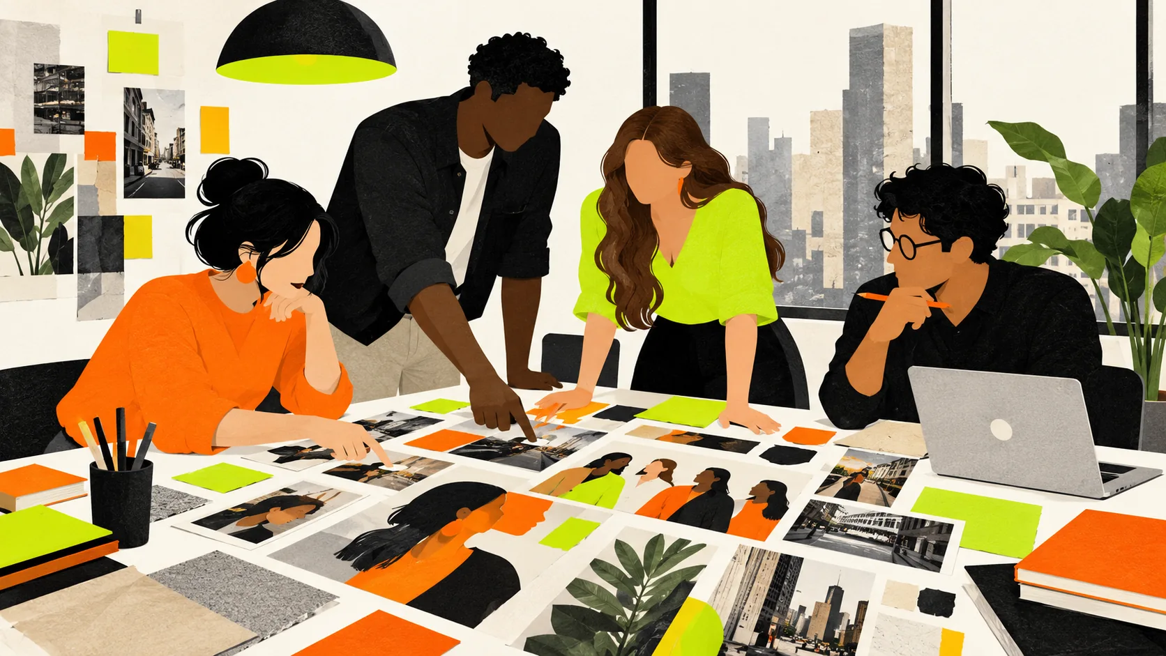 A Canadian creative team plans a campaign with different audience and language references
