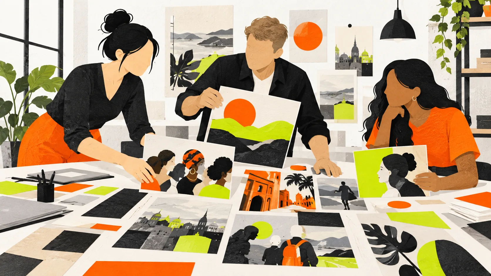 A Finnish creative team plans a campaign around language choices and useful information