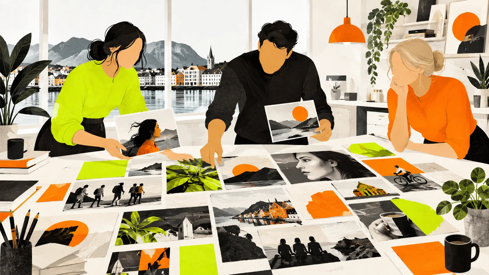 A Norwegian creative team develops campaign ideas in a contemporary studio