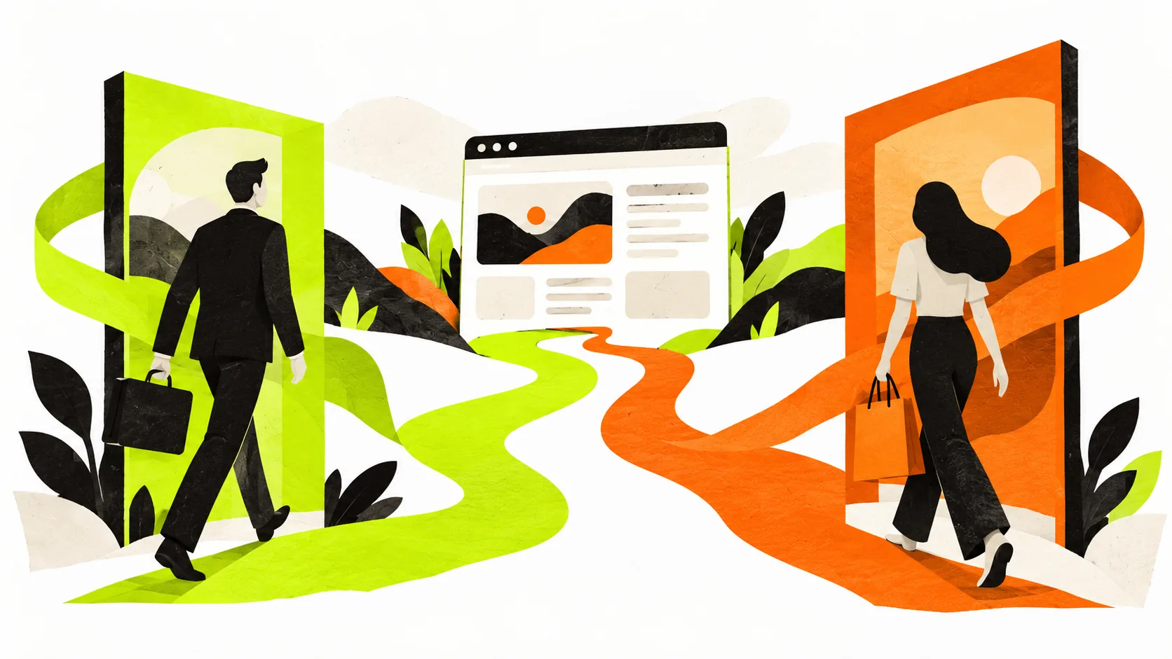 A business buyer and consumer shopper follow different paths to useful website content