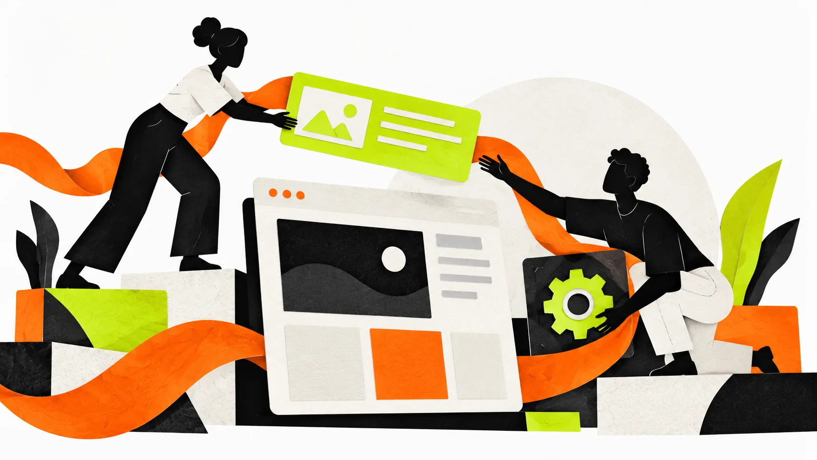A designer and developer work together to implement website improvements