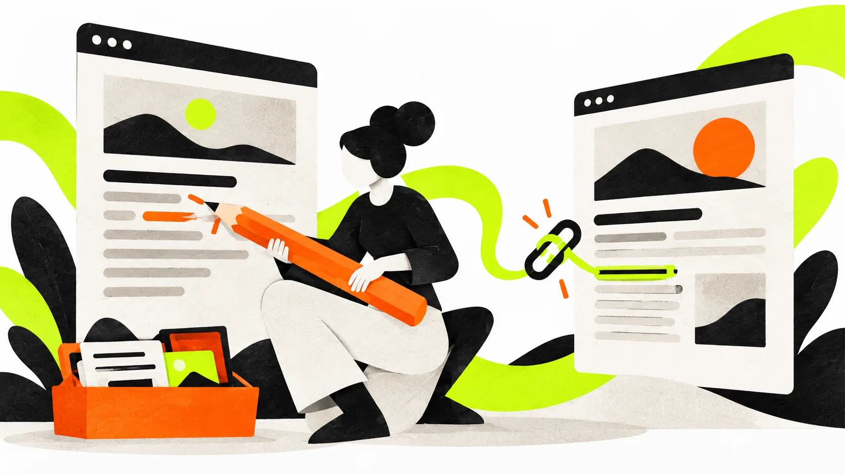 An editor improves a website page and connects it to related content